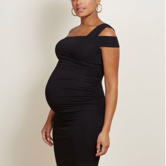 Isabella Oliver Maternity Black One Shoulder Dress - Picture 5 of 7